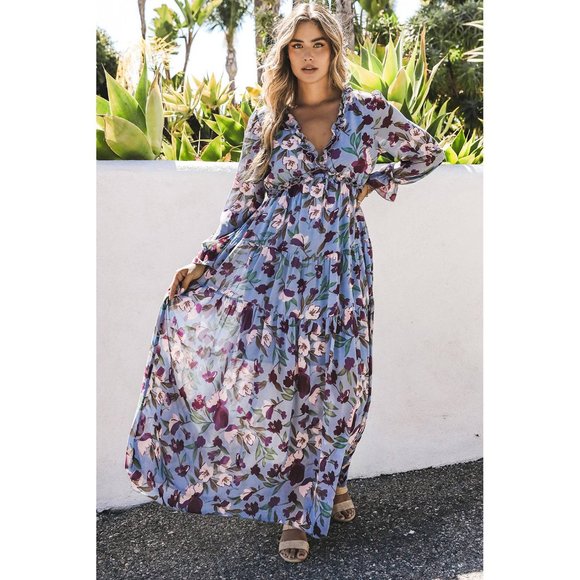 Wild Lotus Ruffle Tiered Maxi Dress - Picture 4 of 16